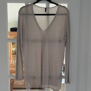 NYDJ Sheer Beige Long Sleeve Top